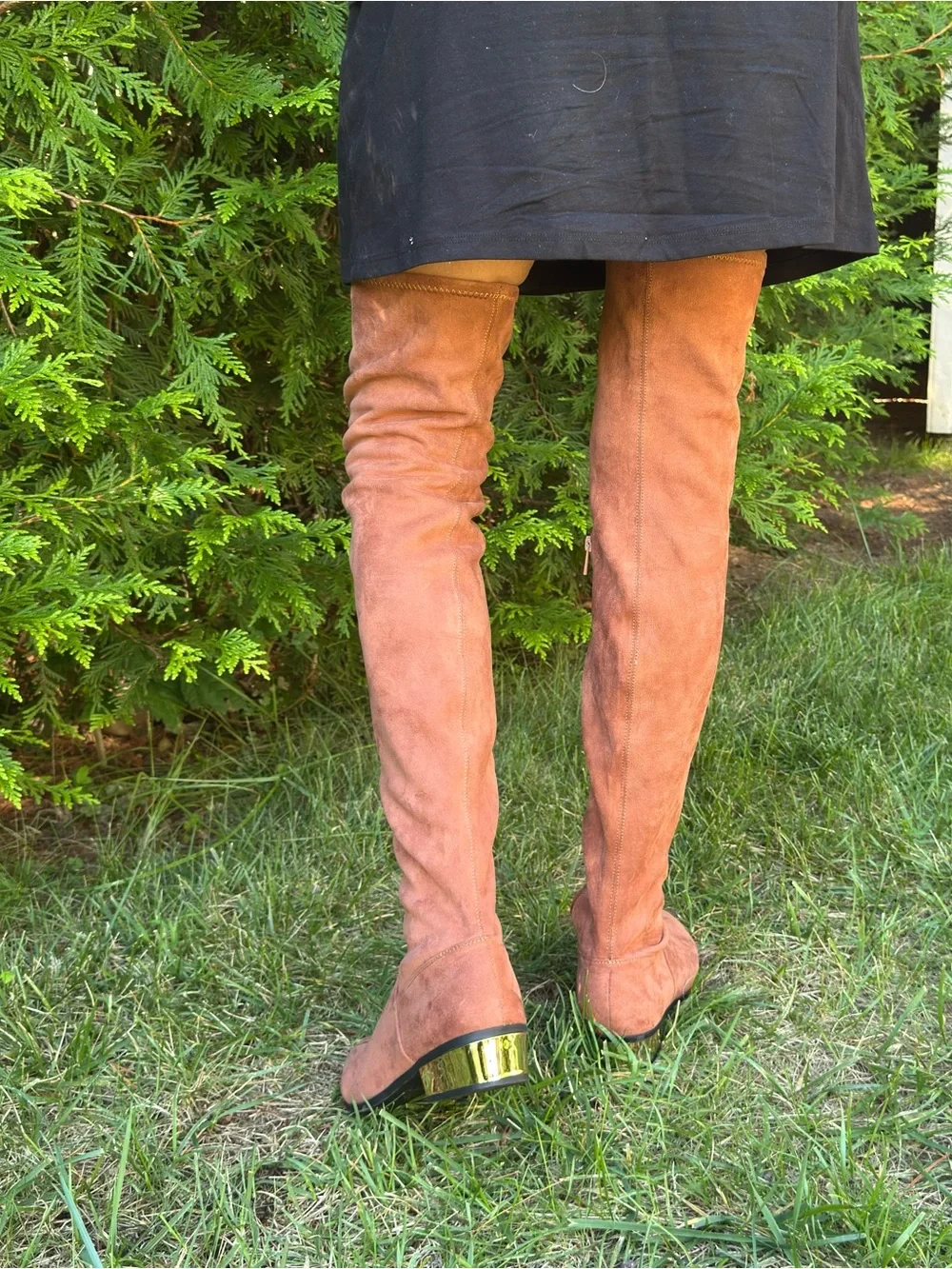 Over-the-Knee or not ,faux suede boots rust color size 9
